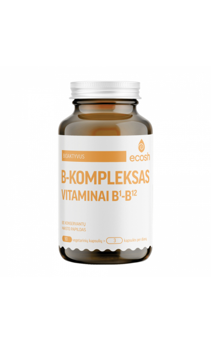 ECOSH bioaktyvus vitaminų B1–B12 kompleksas, 90 kapsulių