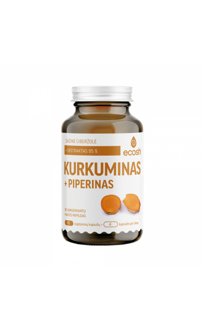 ECOSH KURKUMINAS + PIPERINAS, 90 kapsulių