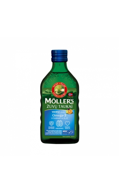 MÖLLER'S žuvų taukai, vaisių skonio, 250 ml