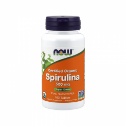 NOW ORGANIC SPIRULINA, 500 MG, 100 tablečių