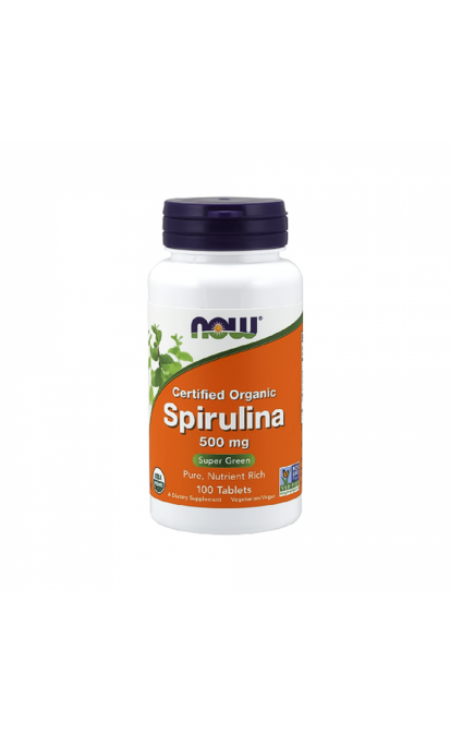 NOW ORGANIC SPIRULINA, 500 MG, 100 tablečių