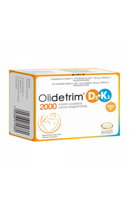 OLIDETRIM® 2000 D3+K2 OMEGA-3, 30 minkštų kapsulių