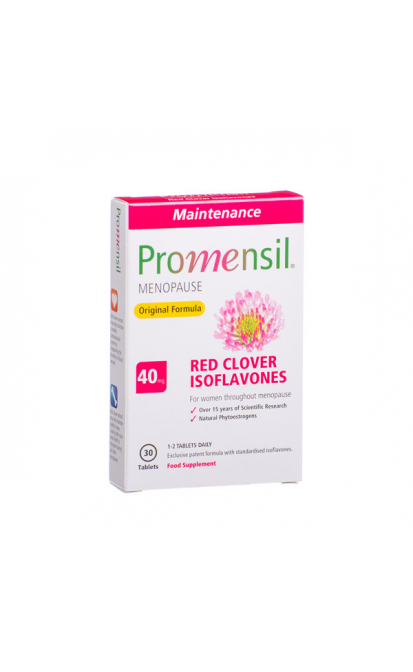 PROMENSIL MENOPAUSE, maisto papildai su raudonojo dobilo izoflavonais, 30 tablečių