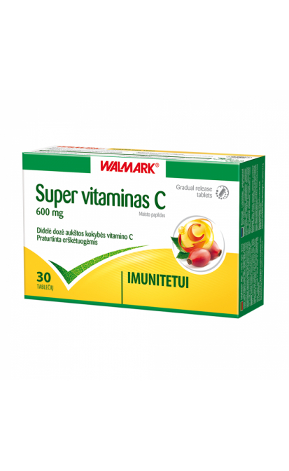 WALMARK SUPER VITAMINAS C 600 mg, 30 tablečių